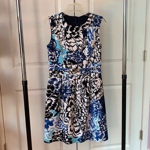 White Blue Black Floral Sleeveless Dress (used)